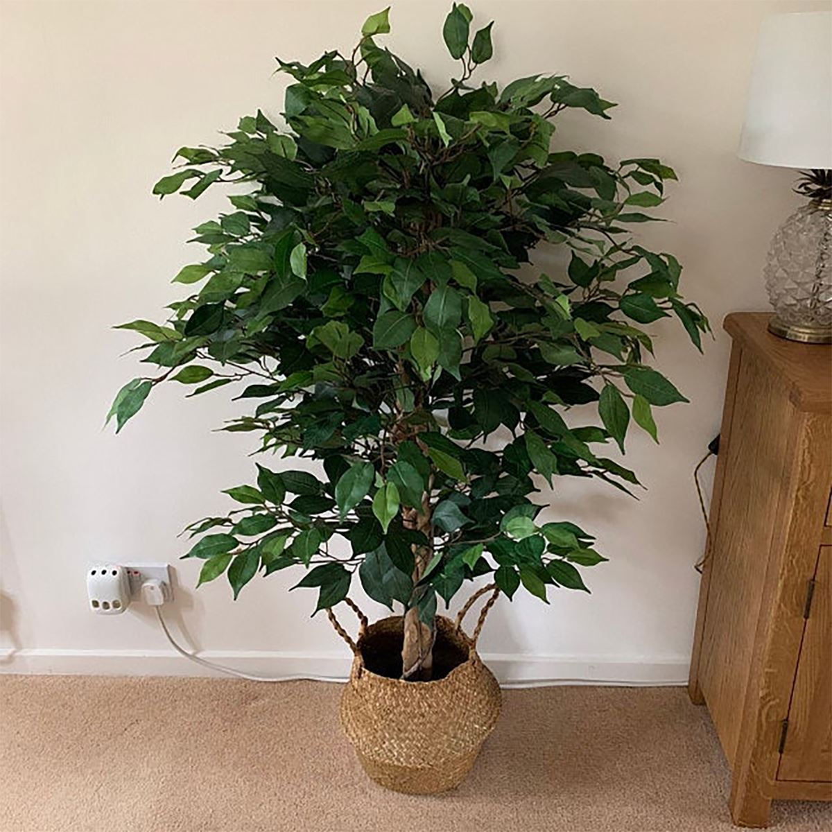 120cm Artificial Ficus Tree / Plant - Large Bushy Shape Copper Metal Planter - Premium Quality