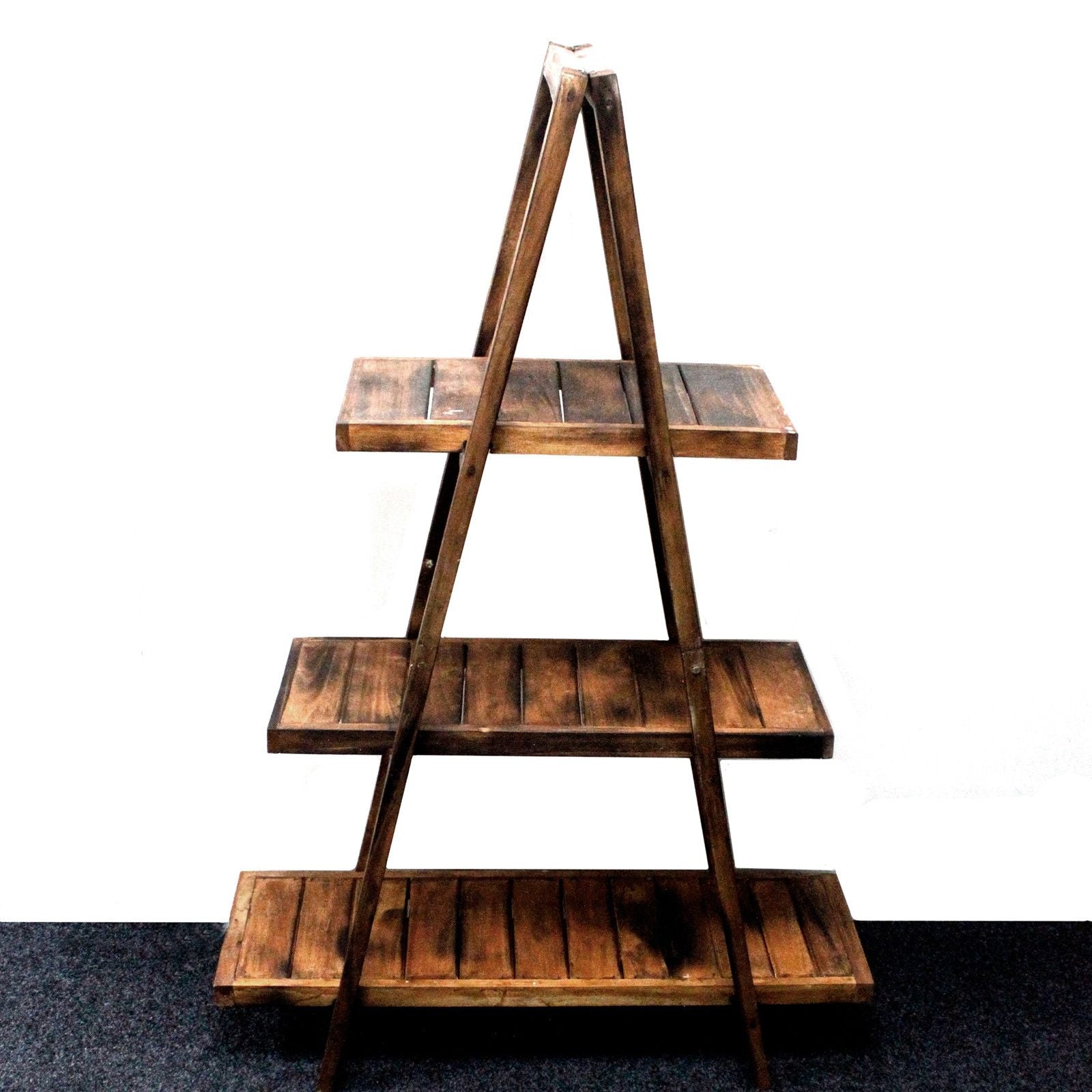 Folding Wooden A-Frame Shelf Brown