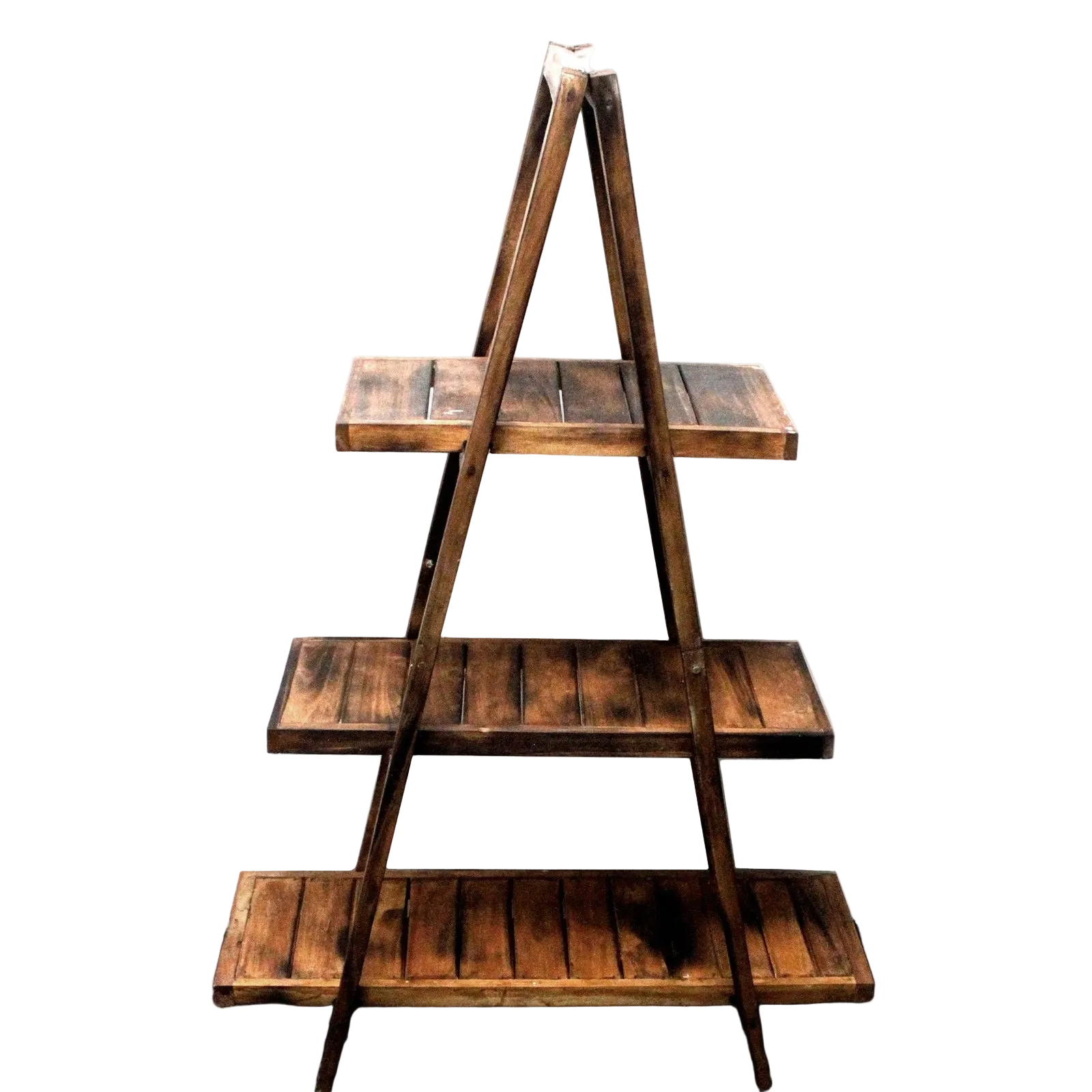 Folding Wooden A-Frame Shelf Brown