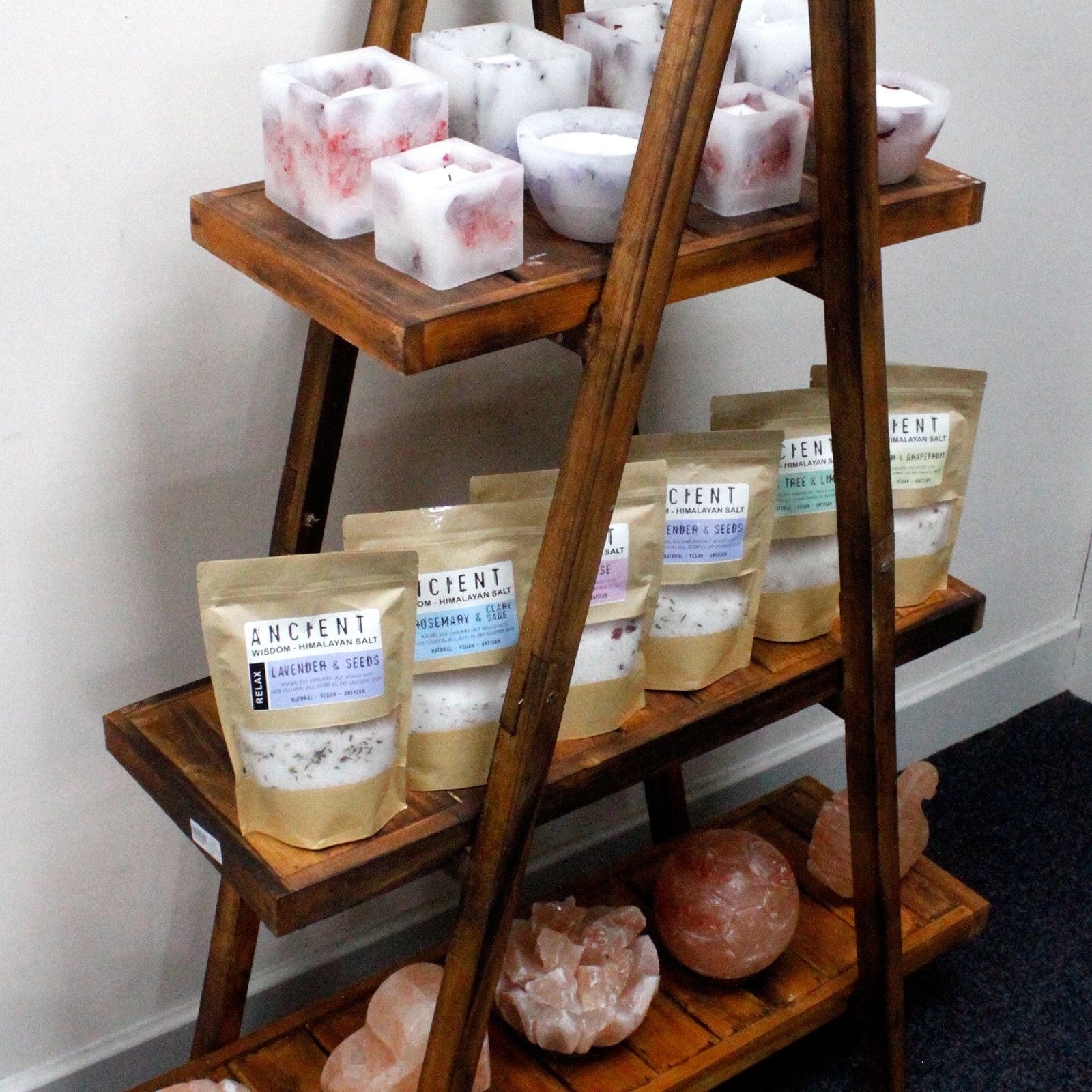Folding Wooden A-Frame Shelf Brown