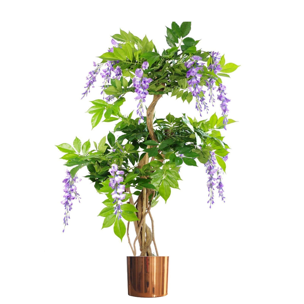 Artificial 110cm Purple Wisteria Tree with Copper Metal Planter
