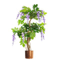 Artificial 110cm Purple Wisteria Tree with Copper Metal Planter