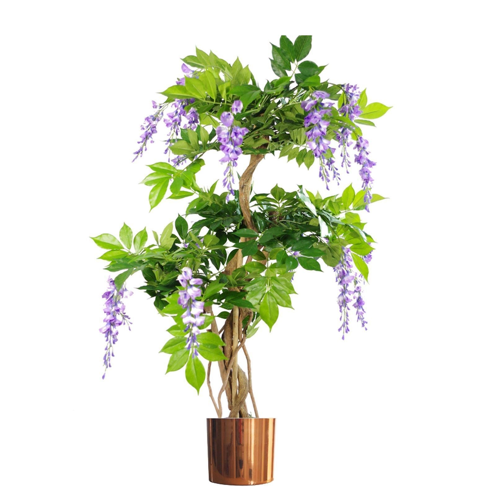 Artificial 110cm Purple Wisteria Tree with Copper Metal Planter