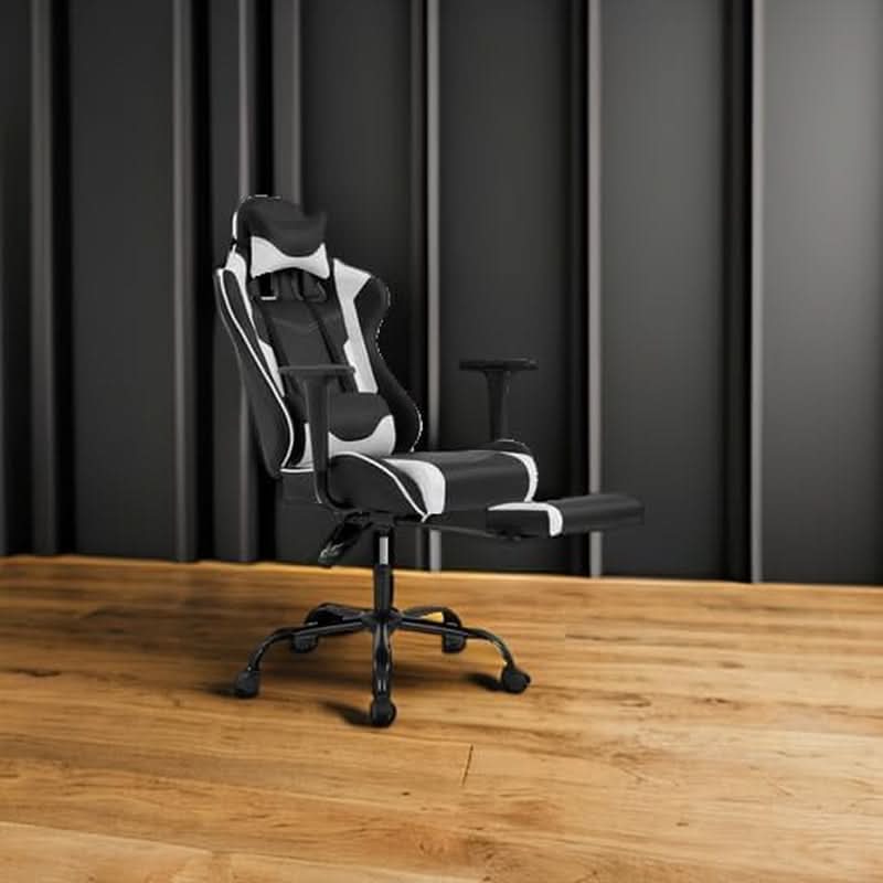 Ergonomic Gaming Chair With Lumbar Support Footrest White