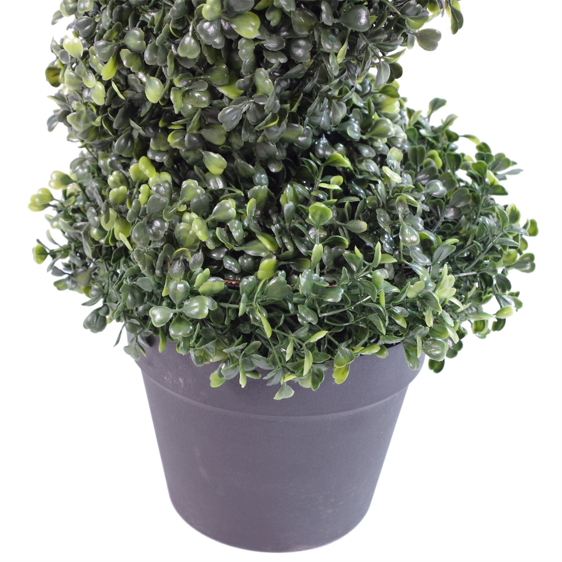 Pair of 120cm (4ft) Tall Artificial Boxwood Tower Trees Topiary Spiral Metal Top