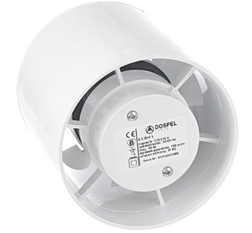 Euro 1 In Line Bathroom Fan 100mm DIY Tool Accessory Home and Garden Use
