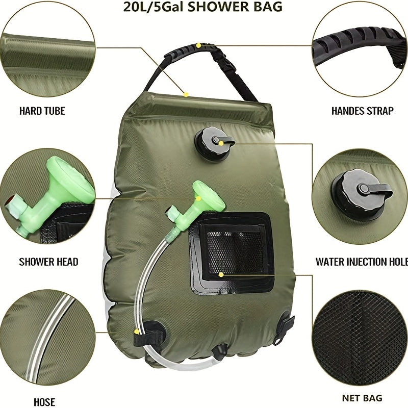 Solar Camping Shower Bag with Hose & Head