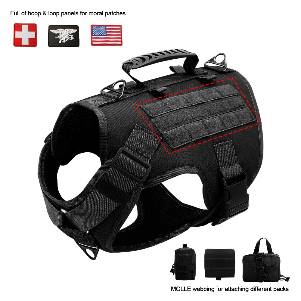 Nylon Tactical Dog Harness, Collar & Leash