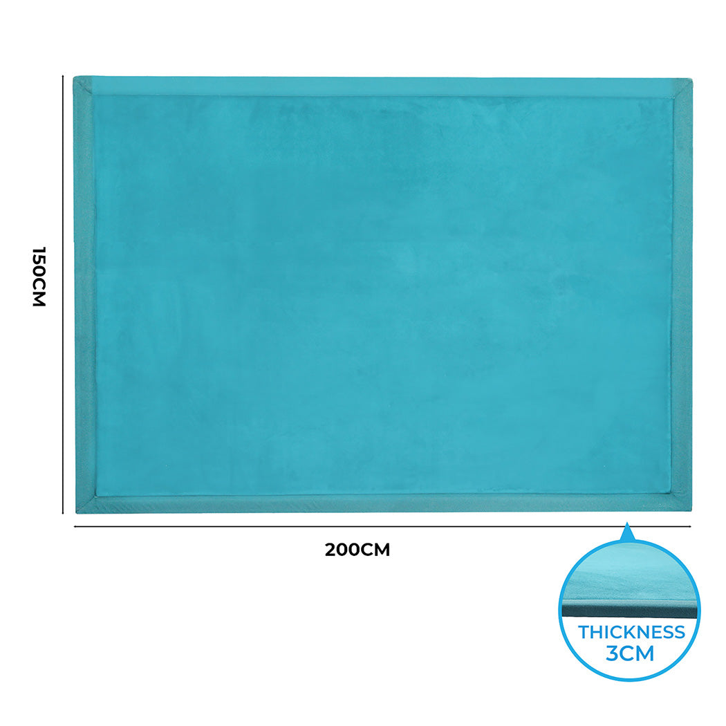 Marlow Coral Velvet Area Rugs Large Mat 150x200cm Blue