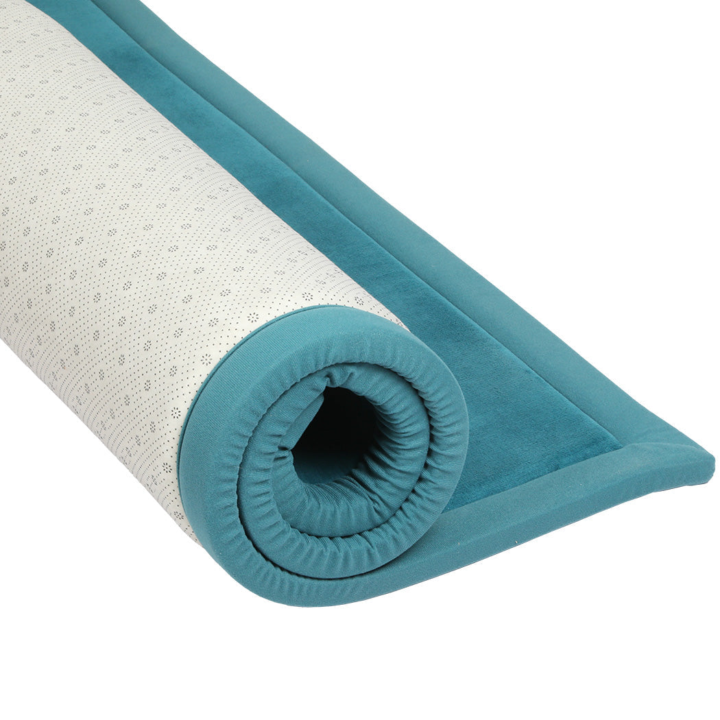 Marlow Coral Velvet Area Rugs Large Mat 150x200cm Blue