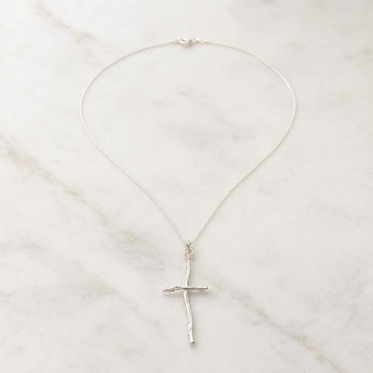 Silver Cross Jewelry Necklace, Olive Branch Twig Pendant, Handmade Unique Gift Cross Jewelry, Sterling Silver 925